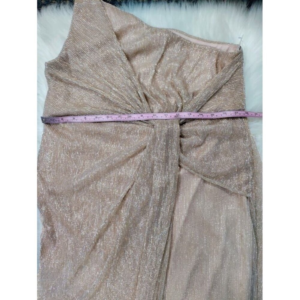 Glamour Womens Midi Dress Rose Gold One Sleeve Casual Polyester SZ 14 - Picture 12 of 16